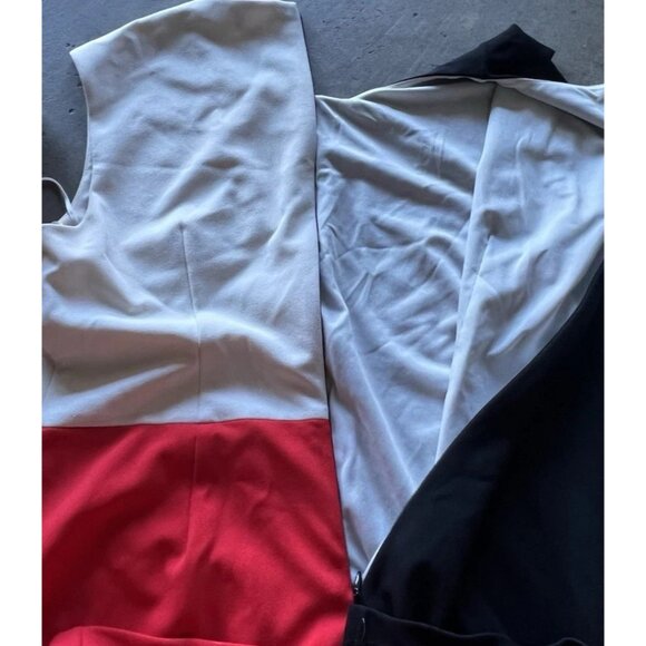 Vince Camuto women’s Size 10 Retro Pattern Red Black White Dress Zip Formal - Picture 13 of 15